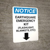 Notice: Earthquake Emergency Kit - Flashlight/Blankets/ect - Down Arrow Portrait