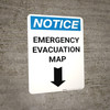 Notice: Emergency Evacuation Map with Down Arrow Portrait
