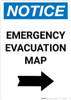 Notice: Emergency Evacuation Map with Right Arrow Portrait