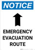 Notice: Emergency Evacuation Route with Up Arrow Portrait Notice: Emergency Evacuation Route with Up Arrow Portrait
