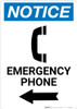 Notice: Emergency Phone Left Arrow with Icon Portrait