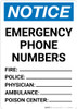Notice: Emergency Phone Numbers Portrait Notice: Emergency Phone Numbers Portrait