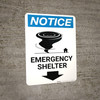 Notice: Emergency Shelter Down Arrow with Icon Portrait