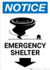Notice: Emergency Shelter Down Arrow with Icon Portrait