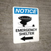 Notice: Emergency Shelter Left Arrow with Icon Portrait