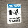 Notice: Emergency Stairs with Arrow Portrait