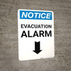 Notice: Evacuation Alarm Down Arrow Portrait