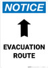 Notice: Evacuation Route with Arrow Portrait Notice: Evacuation Route with Arrow Portrait