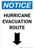 Notice: Hurricane Evacuation Route Down Arrow Portrait