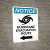 Notice: Hurricane Evacuation Route Left Arrow with Icon Portrait