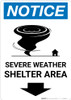 Notice: Severe Weather Shelter Area Down Arrow Portrait