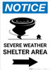 Notice: Severe Weather Shelter Area Right Arrow Portrait