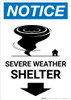 Notice: Severe Weather Shelter Down Arrow Portrait