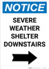 Notice: Severe Weather Shelter Downstairs Right Arrow Portrait