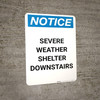 Notice: Severe Weather Shelter Downstairs Portrait