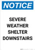 Notice: Severe Weather Shelter Downstairs Portrait