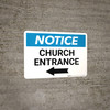 Notice: Church Entrance with Left Arrow Landscape