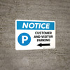 Notice: Customer And Visitor Parking with Left Arrow Landscape