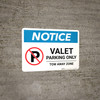 Notice: No Parking - Valet Parking Only - Tow Away Zone Landscape