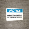Notice: Permit Parking Only - Violators Will Be Prosecuted Landscape