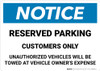 Notice: Reserved Parking - Customers Only Landscape Notice: Reserved Parking - Customers Only Landscape