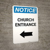 Notice: Church Entrance with Left Arrow Portrait
