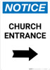 Notice: Church Entrance with Right Arrow Portrait
