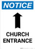 Notice: Church Entrance with Up Arrow Portrait