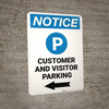 Notice: Customer And Visitor Parking with Left Arrow Portrait