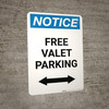 Notice: Free Valet Parking with Bidirectional Arrow Portrait