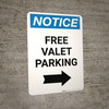 Notice: Free Valet Parking with Right Arrow Portrait