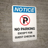 Notice: No Parking Except for Guest Check-In Portrait
