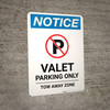 Notice: Valet Parking Only - Tow Away Zone with Icon Portrait