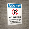 Notice: No Parking Violators Will be Towed Away at Owner's Expense Portrait Notice: No Parking Violators Will be Towed Away at Owner's Expense Portrait