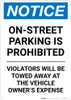 Notice: On-Street Parking Prohibited Portrait Notice: On-Street Parking Prohibited Portrait