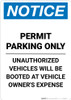 Notice: Permit Parking Only - Unauthorized Vehicles Will be Booted Portrait