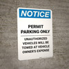 Notice: Permit Parking Only - Unauthorized Vehicles Will be Towed Portrait