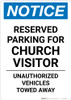 Notice: Reserved Parking for Church Visitors Portrait