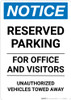 Notice: Reserved Parking for Office And Visitors - Unauthorized Vehicles Towed Away Portrait
