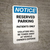 Notice: Reserved Parking - Patients Only Portrait