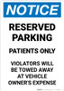 Notice: Reserved Parking - Patients Only Portrait