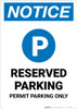 Notice: Reserved Parking - Permit Parking Only Portrait