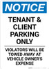 Notice: Tenant and Client Parking Only - Violators Towed Away with Icon Portrait