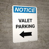 Notice: Valet Parking with Left Arrow Portrait