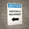 Notice: Visitors/Deliveries with Left Arrow Portrait