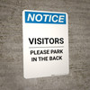 Notice: Visitors - Please Park In The Back Portrait Notice: Visitors - Please Park In The Back Portrait