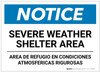 Notice: Bilingual Spanish Severe Weather Shelter Area Landscape - Label Notice: Bilingual Spanish Severe Weather Shelter Area Landscape - Label