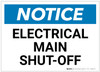 Notice: Electrical Main Shut-Off Landscape - Label