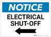 Notice: Electrical Shut-Off Landscape with Left Arrow - Label