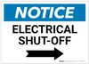 Notice: Electrical Shut-Off Landscape with Right Arrow - Label